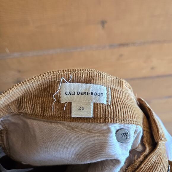 Madewell Corduroy Cali Demi-Boot Jean 25 Crop Flare Pant Raw Hem Brown Fall - Picture 6 of 6